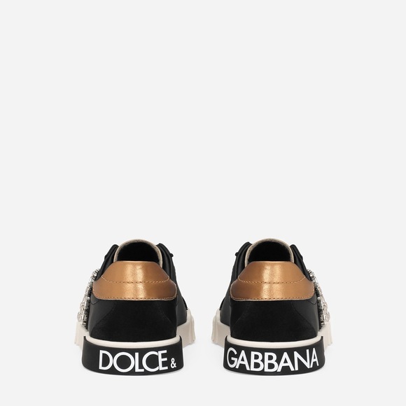 Dolce & Gabbana Black and Gold Crystal Sneakers *Brand New Never Worn* Size 33 - Picture 3 of 4